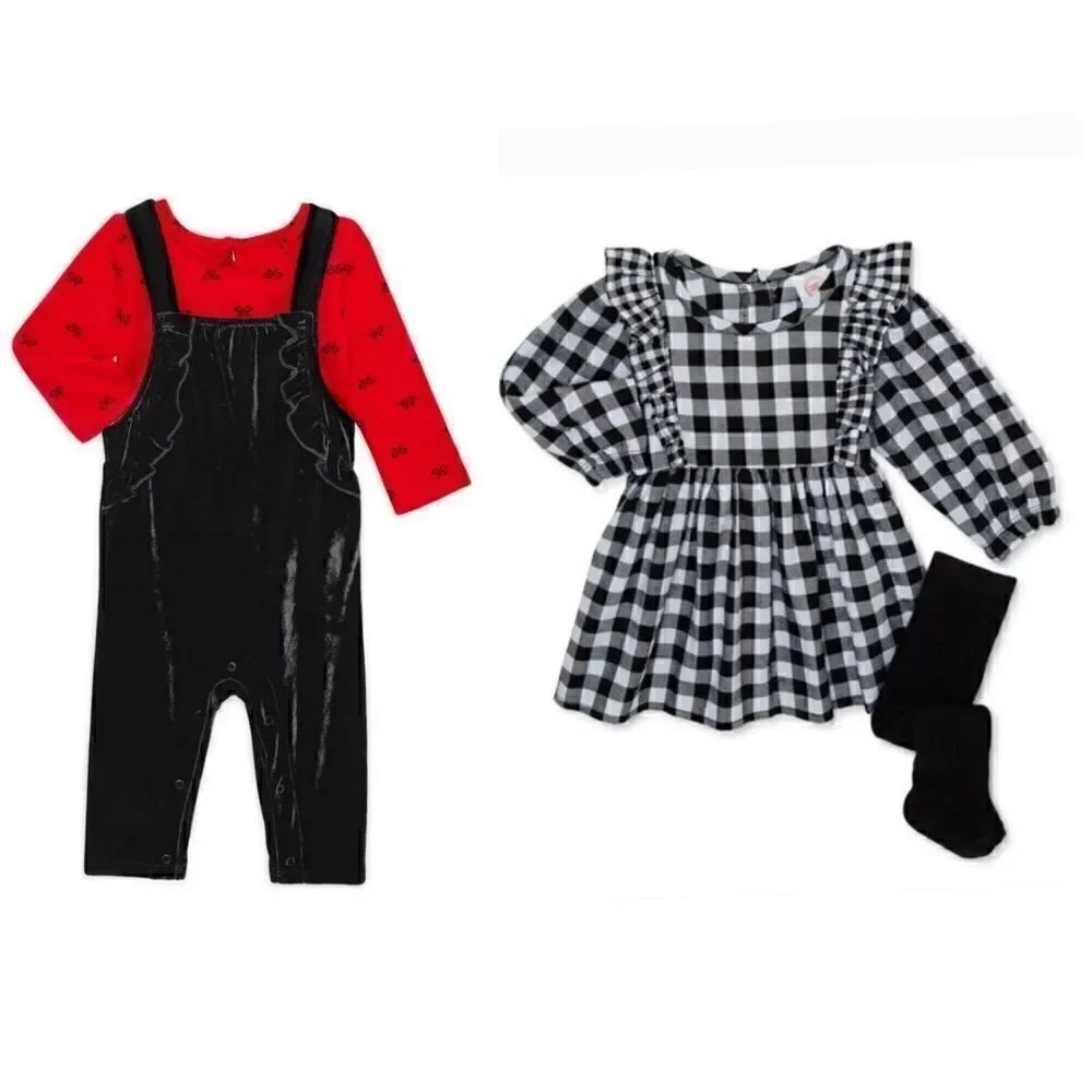 New baby girl Christmas outfit bundle of dress set & outfit set, size 0-3 Months